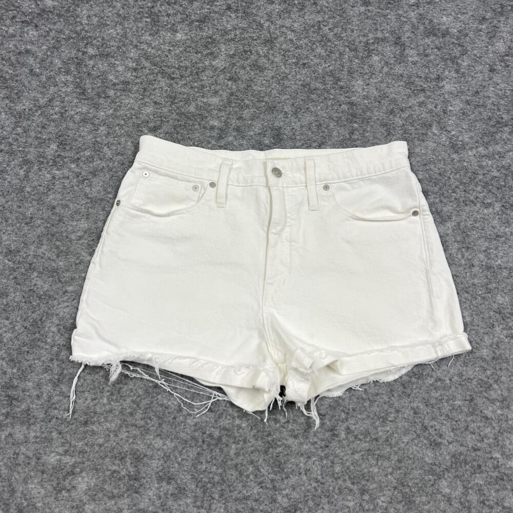 Madewell Shorts Womens 30 White Cutoff High Rise Denim Frayed Casual Summer